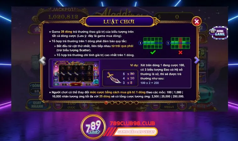 Hướng dẫn chi tiết cách chơi Aladdin Slots 789Club Hướng dẫn chi tiết cách chơi Aladdin Slots 789Club